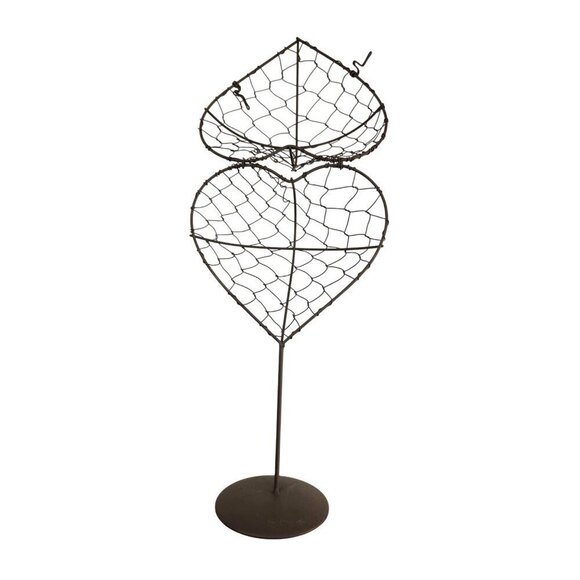 Heart-Shaped Wire Display Stand For Succulent Plants Or Home Garden Cottage Deco - Picture 4 of 6